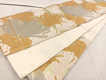 平和屋着物◎六通柄　京袋帯　草葉文　金銀糸　正絹　逸品　BAAW1636mz