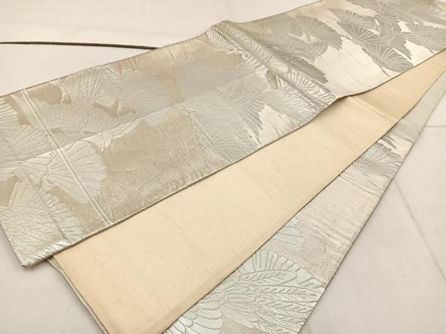 平和屋着物◎六通柄袋帯 鳳凰草葉文 銀糸 正絹 逸品 BAAW1637mz