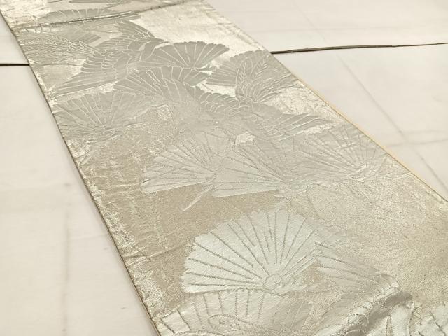 平和屋着物◎六通柄袋帯 鳳凰草葉文 銀糸 正絹 逸品 BAAW1637mz