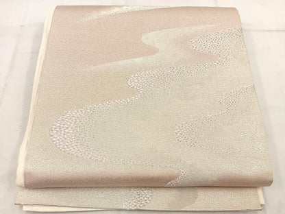 平和屋着物◎六通柄袋帯 流水文 銀糸 正絹 逸品 BAAW1644mz