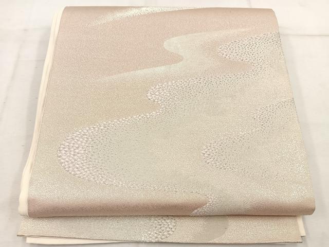 平和屋着物◎六通柄袋帯 流水文 銀糸 正絹 逸品 BAAW1644mz