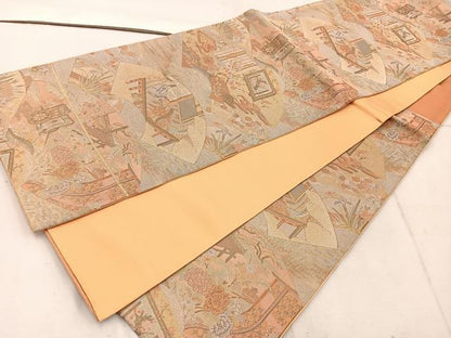 平和屋着物◎六通柄袋帯 瀞吉兆 金銀糸 正絹 逸品 未使用 BAAW1649mz