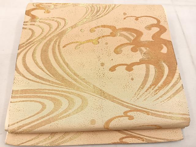 平和屋着物◎六通柄袋帯 立波文 金糸 正絹 逸品 BAAW1650mz