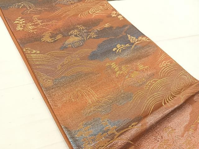 平和屋着物◎六通柄 京袋帯 御所解文 金銀糸 正絹 逸品 BAAW1654mz