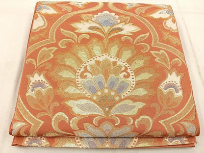 平和屋着物◎六通柄　本袋帯　更紗花文　金銀糸　正絹　逸品　BAAW1657mz