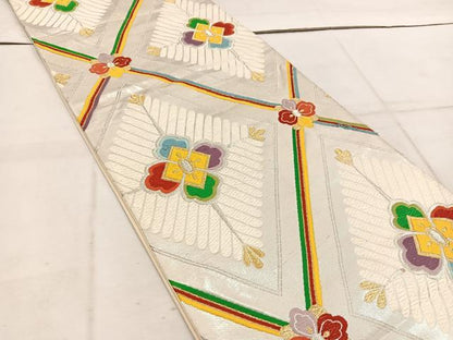 平和屋着物◎六通柄袋帯　唐織　菱花文　金銀糸　正絹　逸品　BAAW1671mz