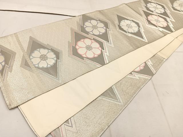 平和屋着物◎六通柄袋帯 松皮菱花文 プラチナ二重箔 正絹 逸品 BAAW1678mz