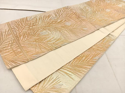 平和屋着物◎六通柄袋帯　若松葉　金銀糸　正絹　逸品　BAAW1682mz