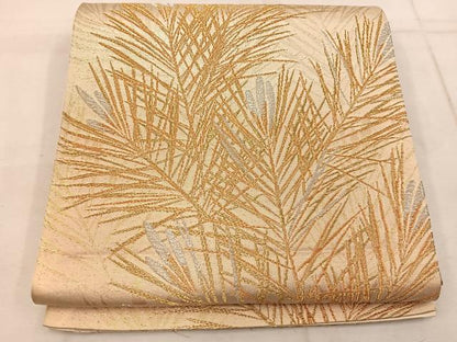 平和屋着物◎六通柄袋帯　若松葉　金銀糸　正絹　逸品　BAAW1682mz