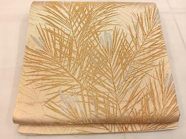 平和屋着物◎六通柄袋帯　若松葉　金銀糸　正絹　逸品　BAAW1682mz