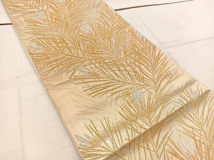 平和屋着物◎六通柄袋帯　若松葉　金銀糸　正絹　逸品　BAAW1682mz