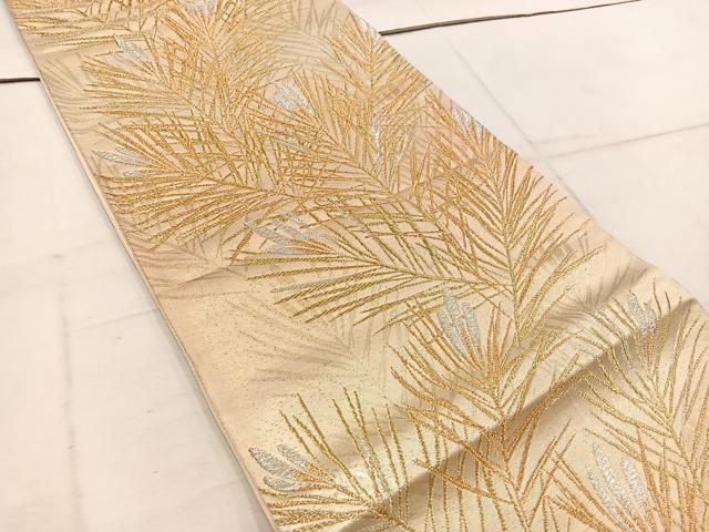 平和屋着物◎六通柄袋帯　若松葉　金銀糸　正絹　逸品　BAAW1682mz