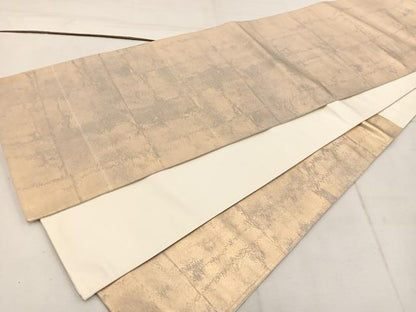 平和屋着物◎六通柄袋帯　幾何学文様　金糸　引箔　正絹　逸品　BAAW1693mz