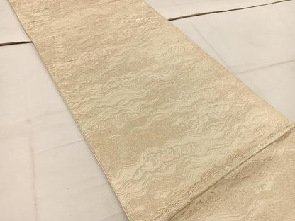 平和屋着物◎六通柄袋帯 立波文 銀糸 正絹 逸品 BAAW1695mz