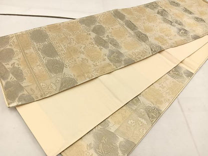平和屋着物◎六通柄袋帯　枝花文　金銀糸　正絹　逸品　BAAW1701mz