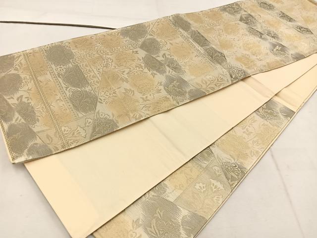 平和屋着物◎六通柄袋帯　枝花文　金銀糸　正絹　逸品　BAAW1701mz