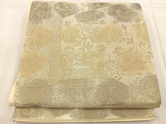 平和屋着物◎六通柄袋帯　枝花文　金銀糸　正絹　逸品　BAAW1701mz
