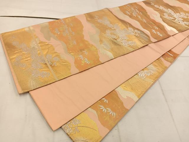 平和屋着物◎六通柄袋帯　菊花文　金銀糸　正絹　逸品　BAAW1705mz