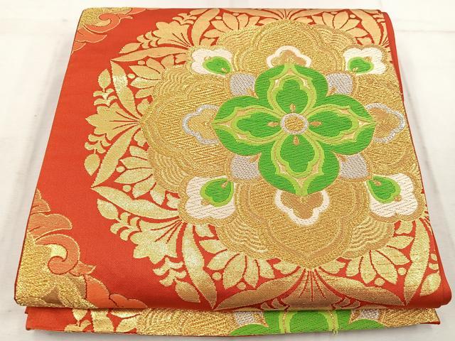 平和屋着物◎六通柄袋帯　唐織　宝相華　金銀糸　正絹　逸品　BAAW1710mz