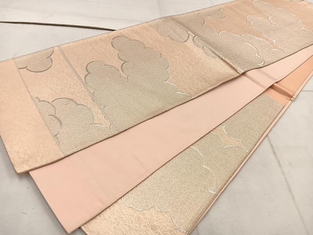 平和屋着物◎六通柄袋帯　雲重ね文　銀糸　正絹　逸品　BAAW1717mz