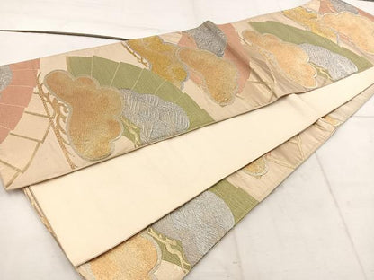 平和屋着物◎六通柄袋帯　松　金銀糸　正絹　逸品　BAAW1723mz
