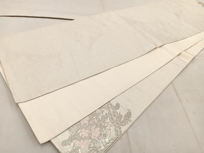 平和屋着物◎太鼓柄袋帯　唐織　薫香几帳式部図　銀糸　正絹　逸品　BAAW1728mz