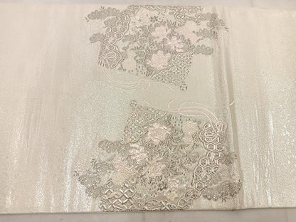 平和屋着物◎太鼓柄袋帯　唐織　薫香几帳式部図　銀糸　正絹　逸品　BAAW1728mz