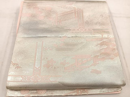 平和屋着物◎六通柄袋帯 京洛百景 修学院離宮 銀糸 正絹 逸品 BAAW1729mz