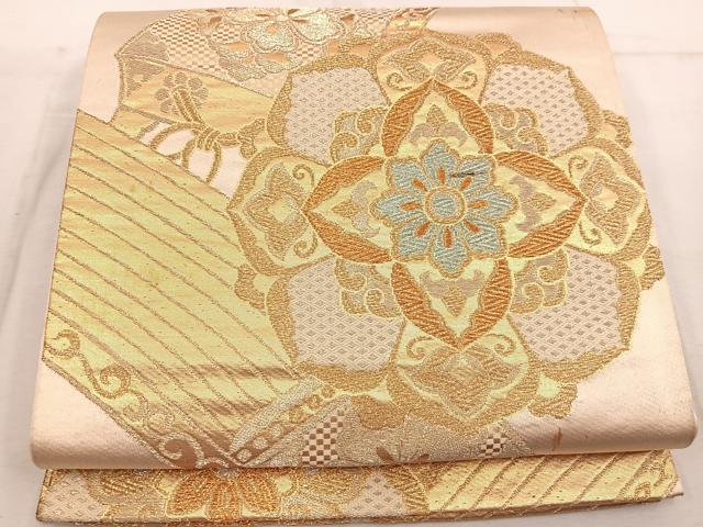 平和屋着物◎六通柄袋帯　宝相華　金糸　正絹　逸品　BAAW1739mz