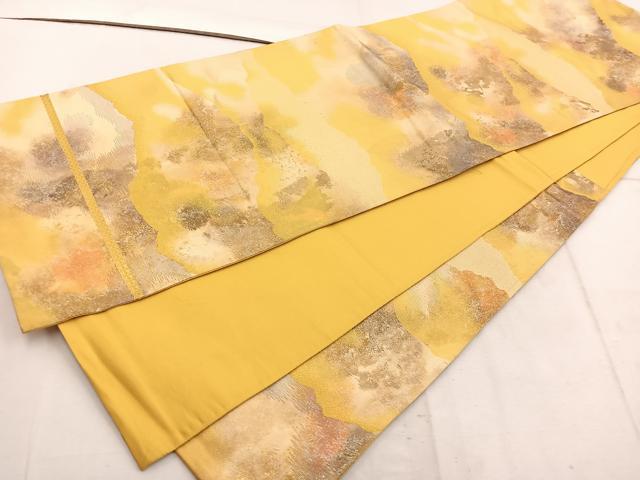 平和屋着物◎六通柄袋帯　遠山文　金糸　正絹　逸品　BAAW1741mz