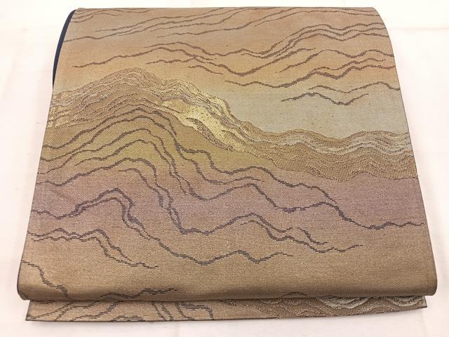 平和屋着物◎六通柄袋帯　流水文　金銀糸　引箔　正絹　逸品　BAAW1755mz