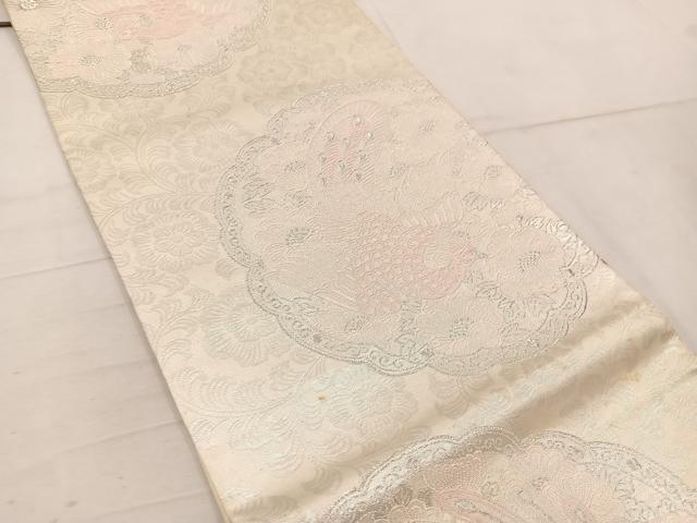 平和屋着物◎六通柄袋帯　みゆき　鳳凰花文　銀糸　正絹　逸品　BAAW1762mz
