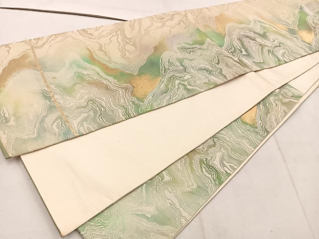 平和屋着物◎六通柄袋帯　流水文　金銀糸　引箔　正絹　逸品　BAAW1763mz