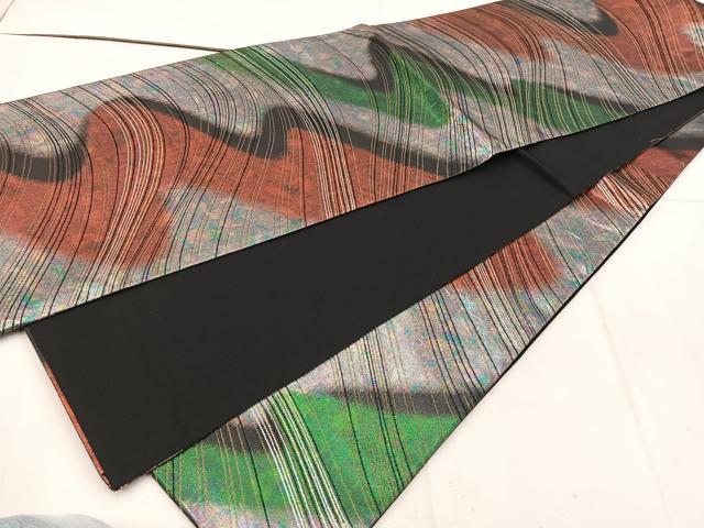 平和屋着物◎六通柄袋帯　流水文　金銀糸　引箔　正絹　逸品　BAAW1767mz