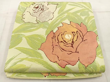 平和屋着物◎六通柄袋帯　草花文　正絹　逸品　BAAW1773mz