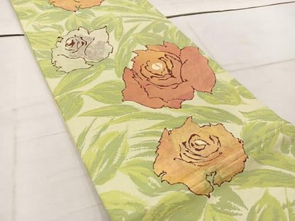平和屋着物◎六通柄袋帯　草花文　正絹　逸品　BAAW1773mz
