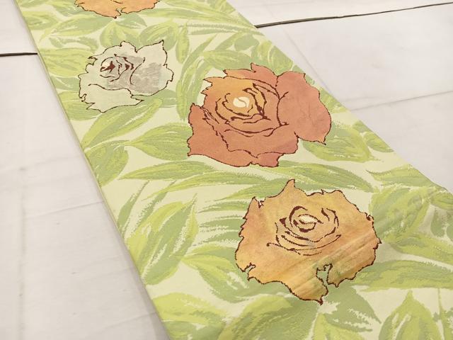平和屋着物◎六通柄袋帯　草花文　正絹　逸品　BAAW1773mz