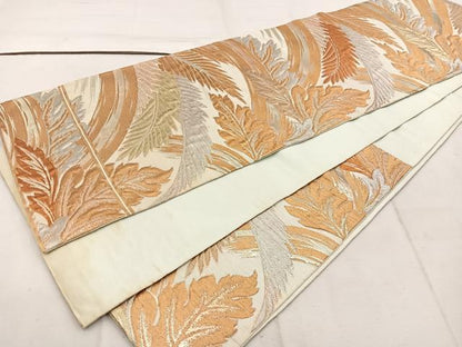 平和屋着物◎六通柄　本袋帯　草葉文　金銀糸　正絹　逸品　BAAW1775mz