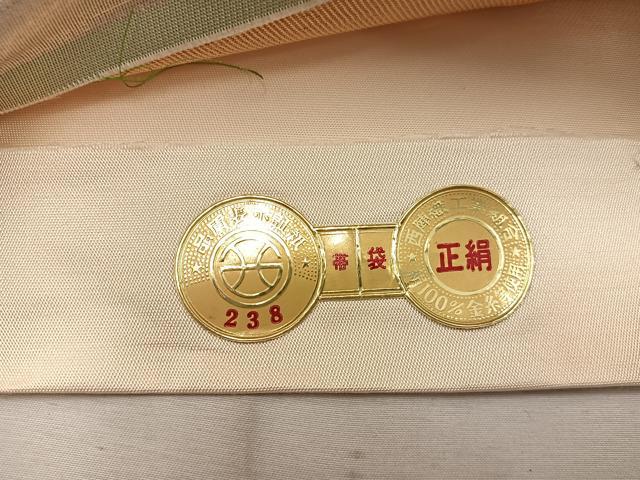 平和屋着物◎西陣　堀健謹製　六通柄袋帯　牡丹　金銀糸　証紙付き　正絹　逸品　BAAW1784mz