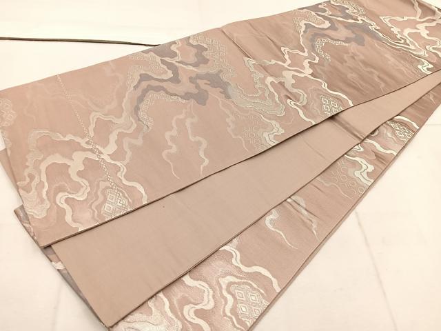 平和屋着物◎六通柄　京袋帯　流水亀甲文　銀糸　正絹　逸品　BAAW1787mz