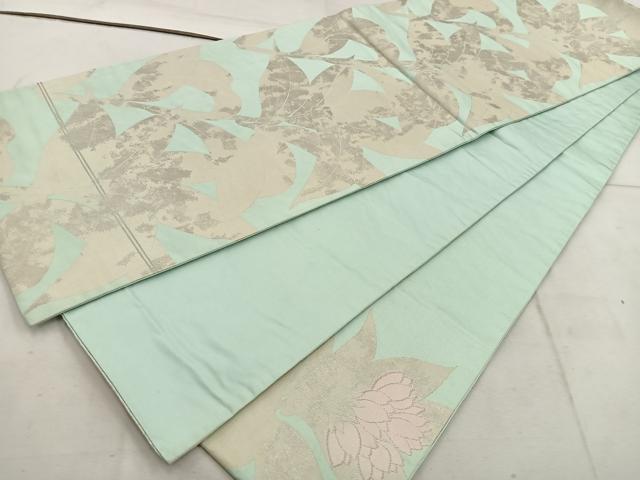 平和屋着物◎六通柄袋帯　草花文　金糸　正絹　逸品　BAAW1791mz