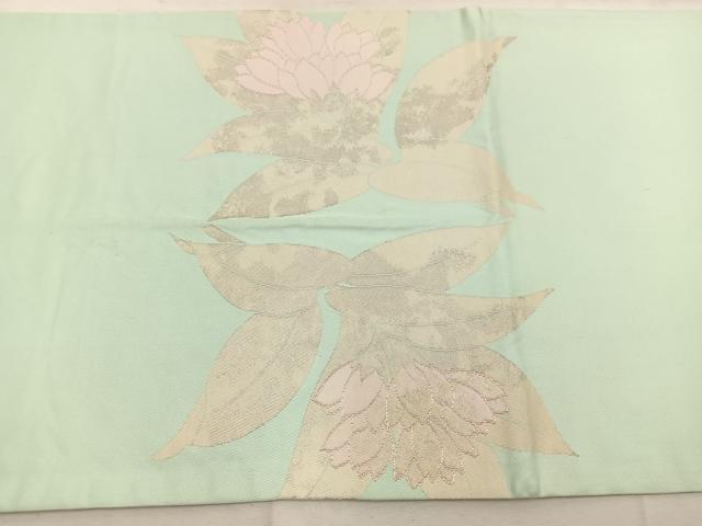 平和屋着物◎六通柄袋帯　草花文　金糸　正絹　逸品　BAAW1791mz