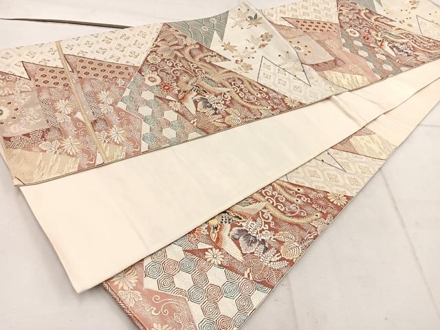平和屋着物◎六通柄袋帯 唐織 鳳凰花文 金銀糸 正絹 逸品 BAAW1798mz