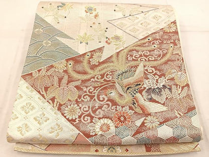 平和屋着物◎六通柄袋帯 唐織 鳳凰花文 金銀糸 正絹 逸品 BAAW1798mz