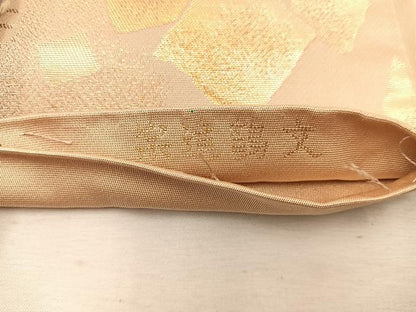 平和屋着物◎六通柄袋帯　みかげ錦　宗達鶴文　金糸　正絹　逸品　BAAW1800mz