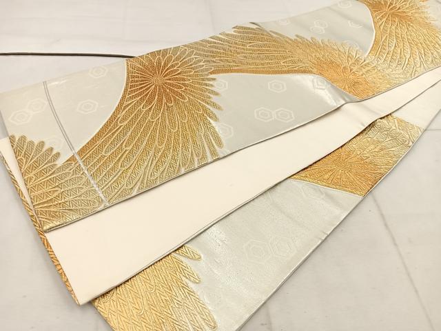 平和屋着物◎六通柄袋帯 菊 金糸 正絹 逸品 BAAW1801mz