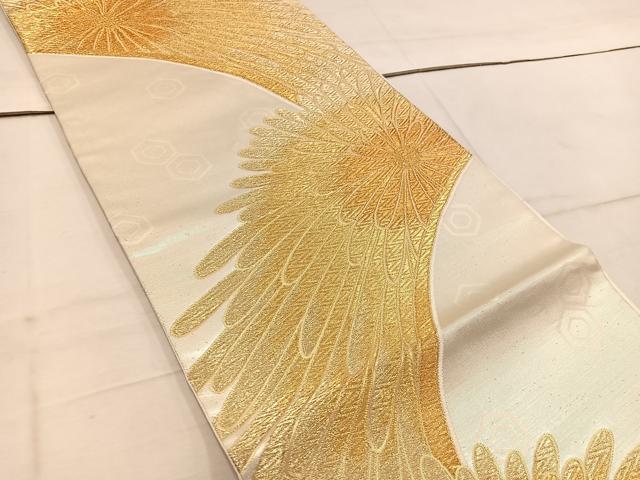 平和屋着物◎六通柄袋帯 菊 金糸 正絹 逸品 BAAW1801mz