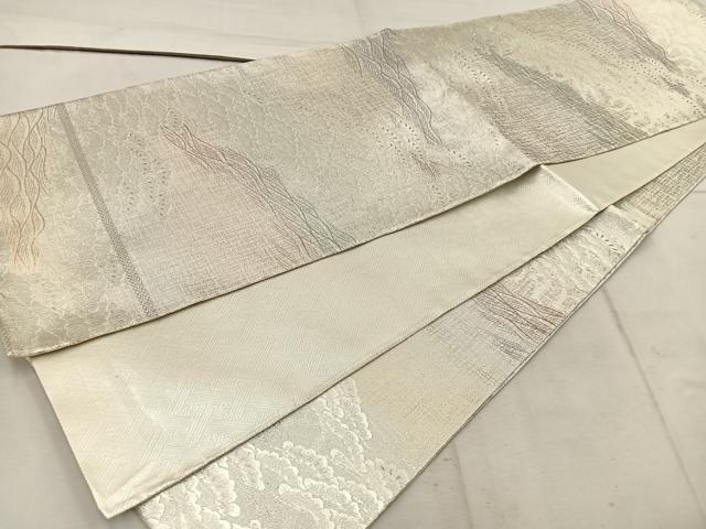 平和屋着物◎佐賀錦　六通柄袋帯　松　銀糸　正絹　逸品　BAAW1802mz
