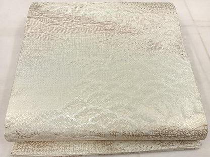 平和屋着物◎佐賀錦　六通柄袋帯　松　銀糸　正絹　逸品　BAAW1802mz