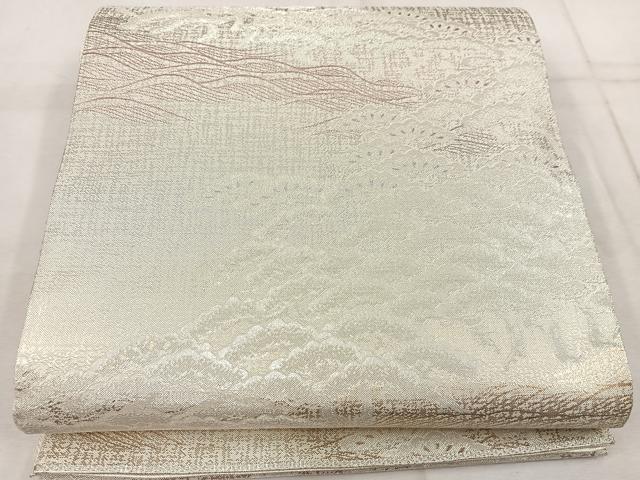 平和屋着物◎佐賀錦　六通柄袋帯　松　銀糸　正絹　逸品　BAAW1802mz